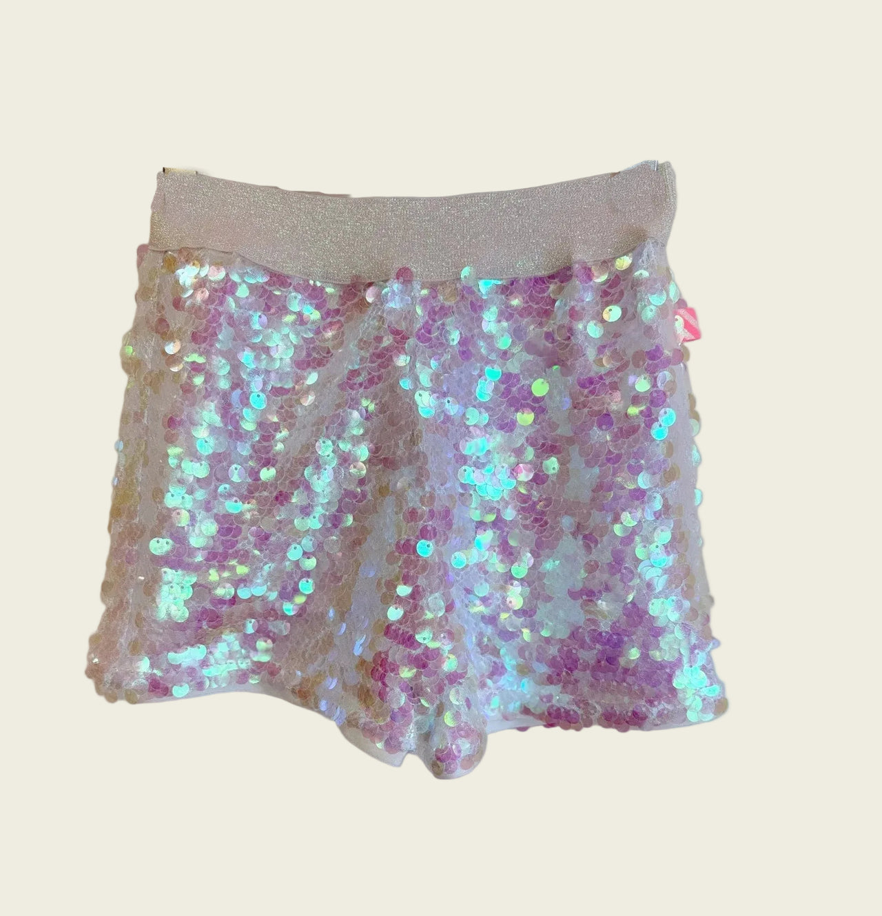 Billieblush Girls White Iridescent Sequin Shorts