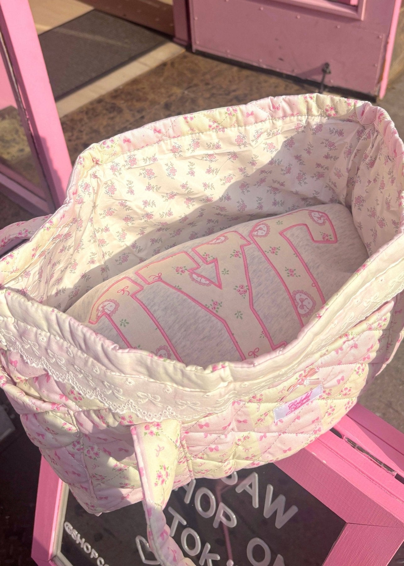 Colorful Natalie Bows and Flowers Patchwork Tote | HONEYPIEKIDS