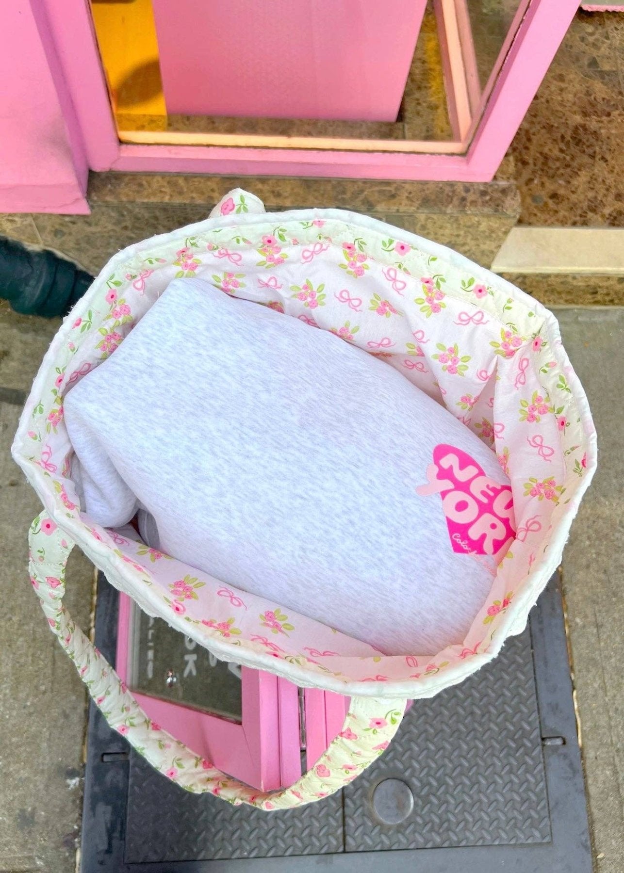 Colorful Natalie Pink Flowers and Hearts Tote Bag | HONEYPIEKIDS