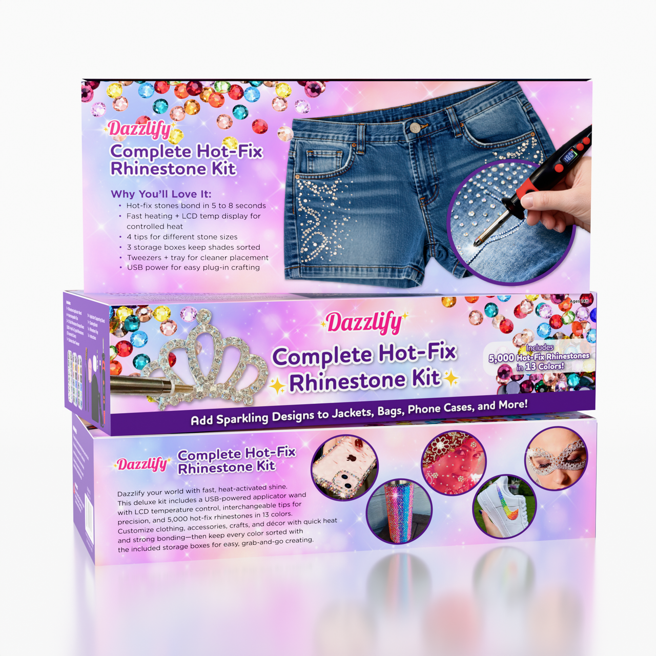 Dazzlify Hot-Fix Bedazzle Rhinestone Large Applicator Kit | HONEYPIEKIDS | Bedazzle Kit