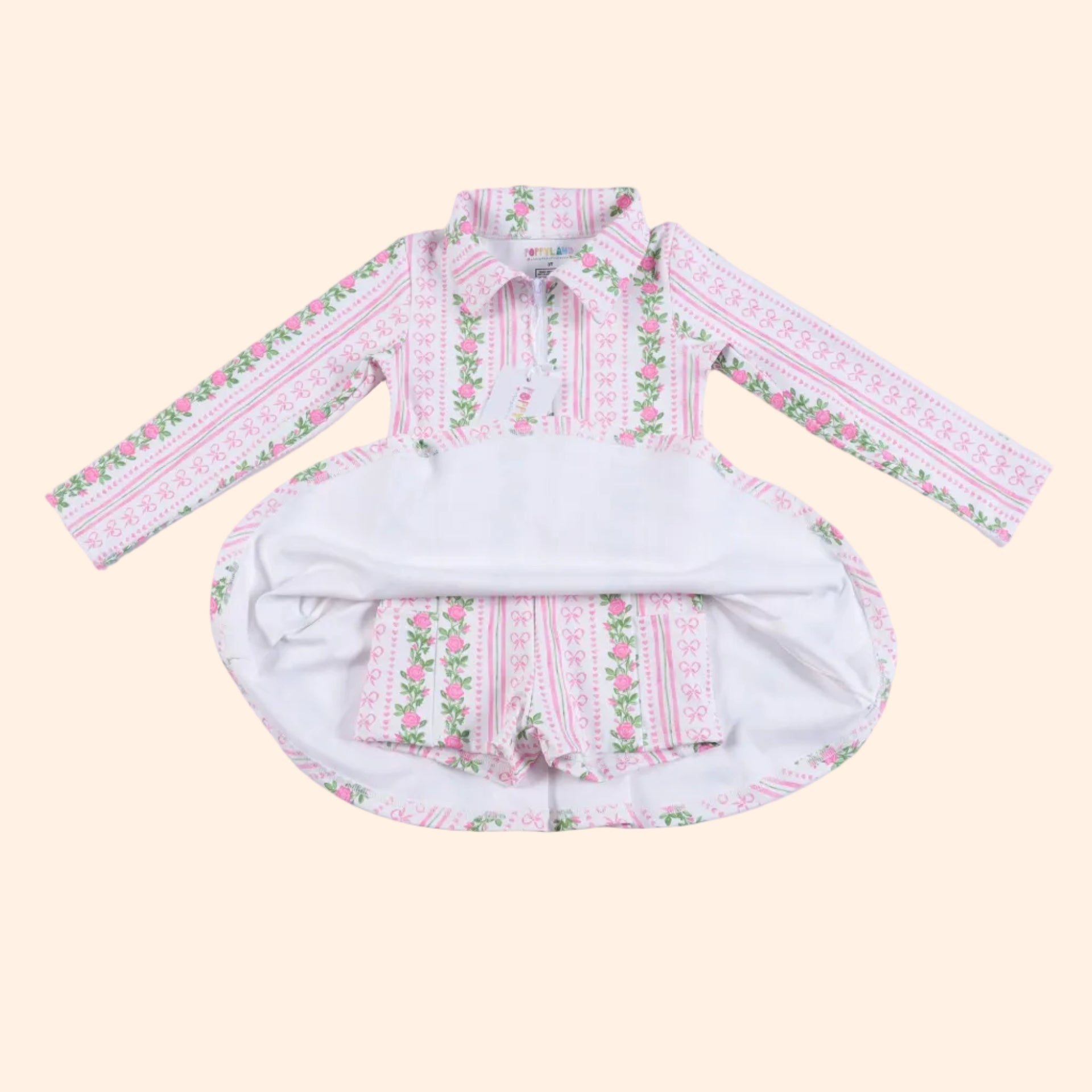 Poppyland Long Sleeve Grace Dress - Bow Garden | HONEYPIEKIDS