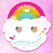 Girl Nation Heart the USA Stud Earrings | HONEYPIEKIDS
