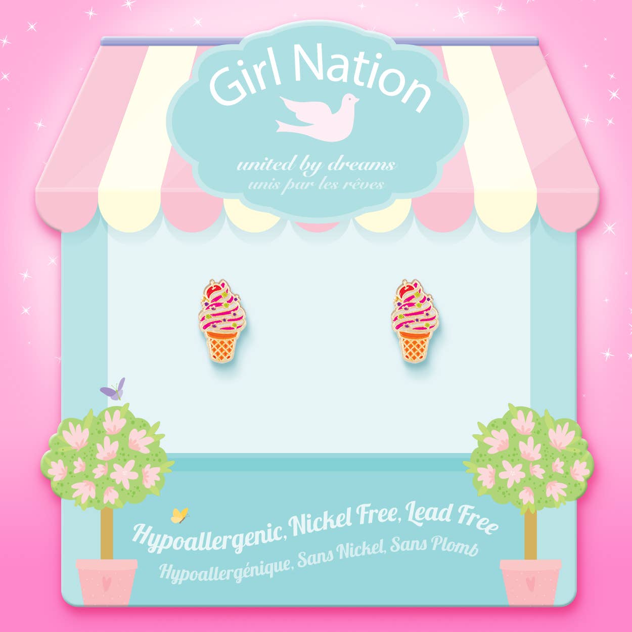 Girl Nation Soft Serve Swirl Cutie Stud Earrings | HONEYPIEKIDS