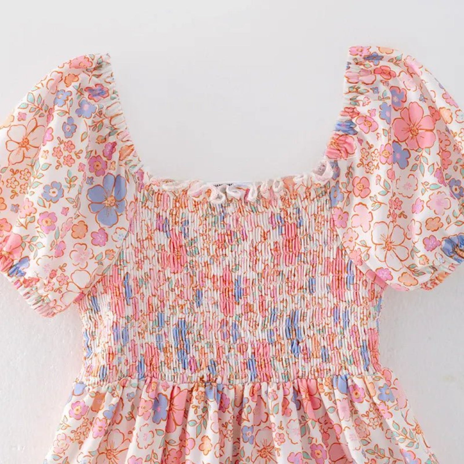 Girls Summer Floral Print Smocked Dress  HONEYPIEKIDS