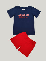God Bless The U.S.A. Patriotic Boys Shorts Set | HONEYPIEKIDS 