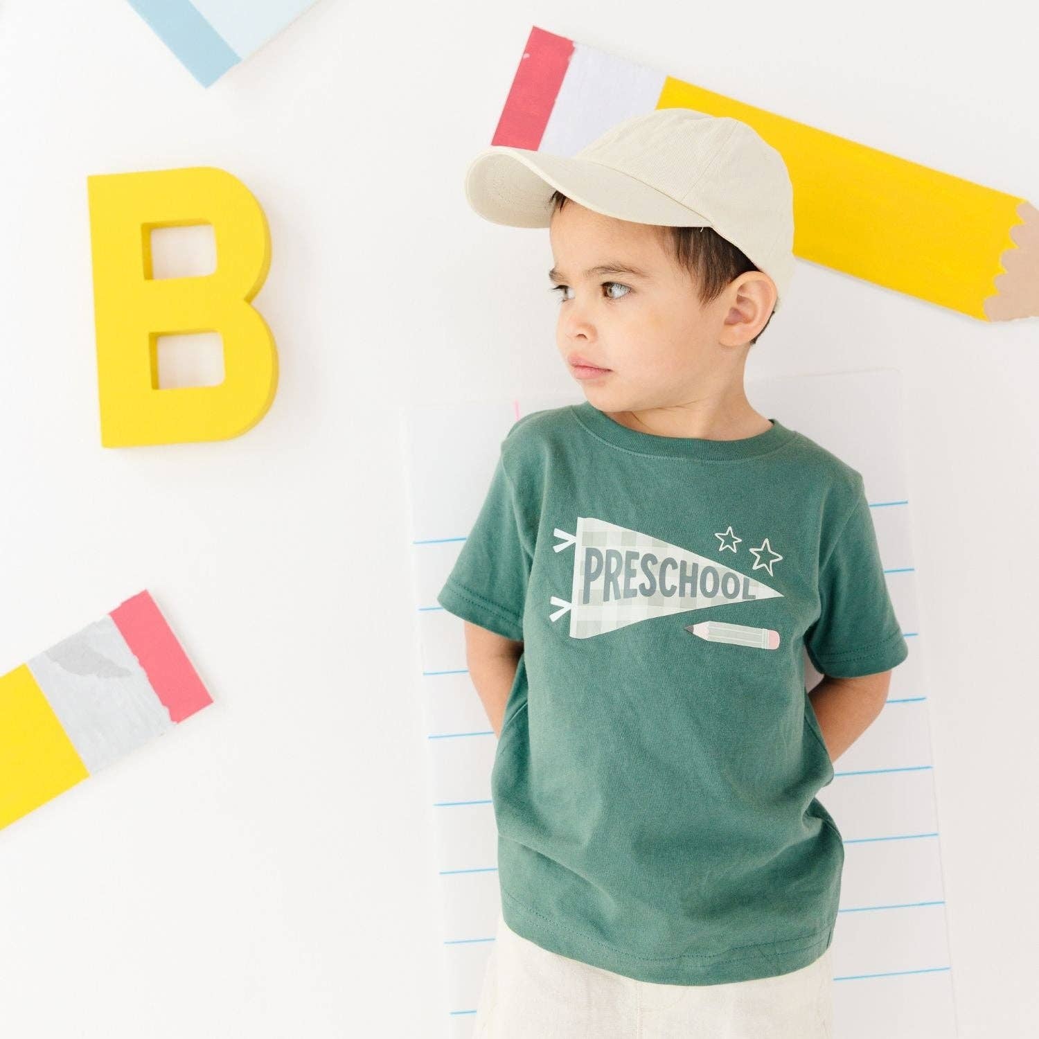 HONEYPIEKIDS | Boys Preschool Pennant First Day of School Shirt