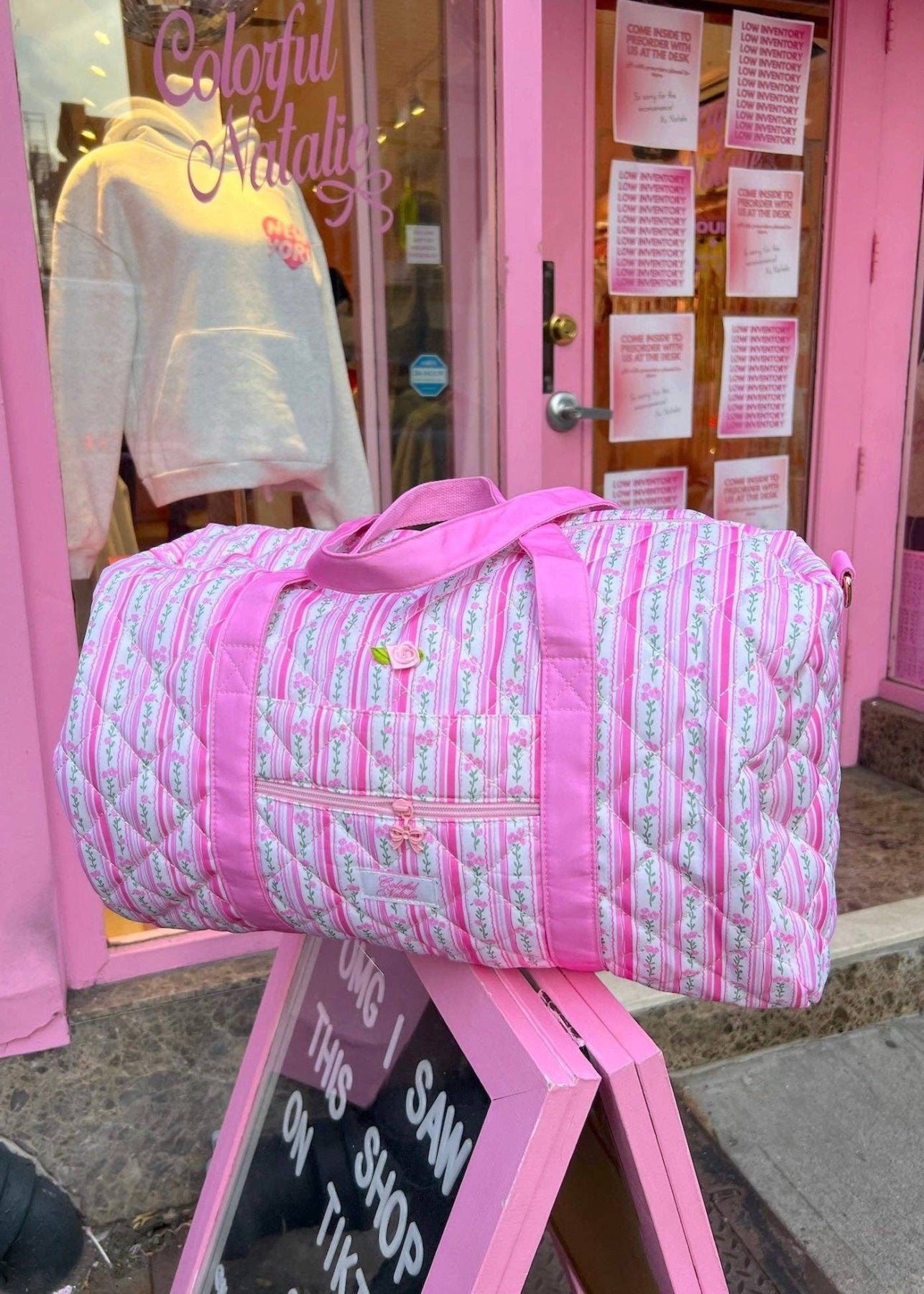 HONEYPIEKIDS | Colorful Natalie NYC Flowers and Stripes Duffle Bag 