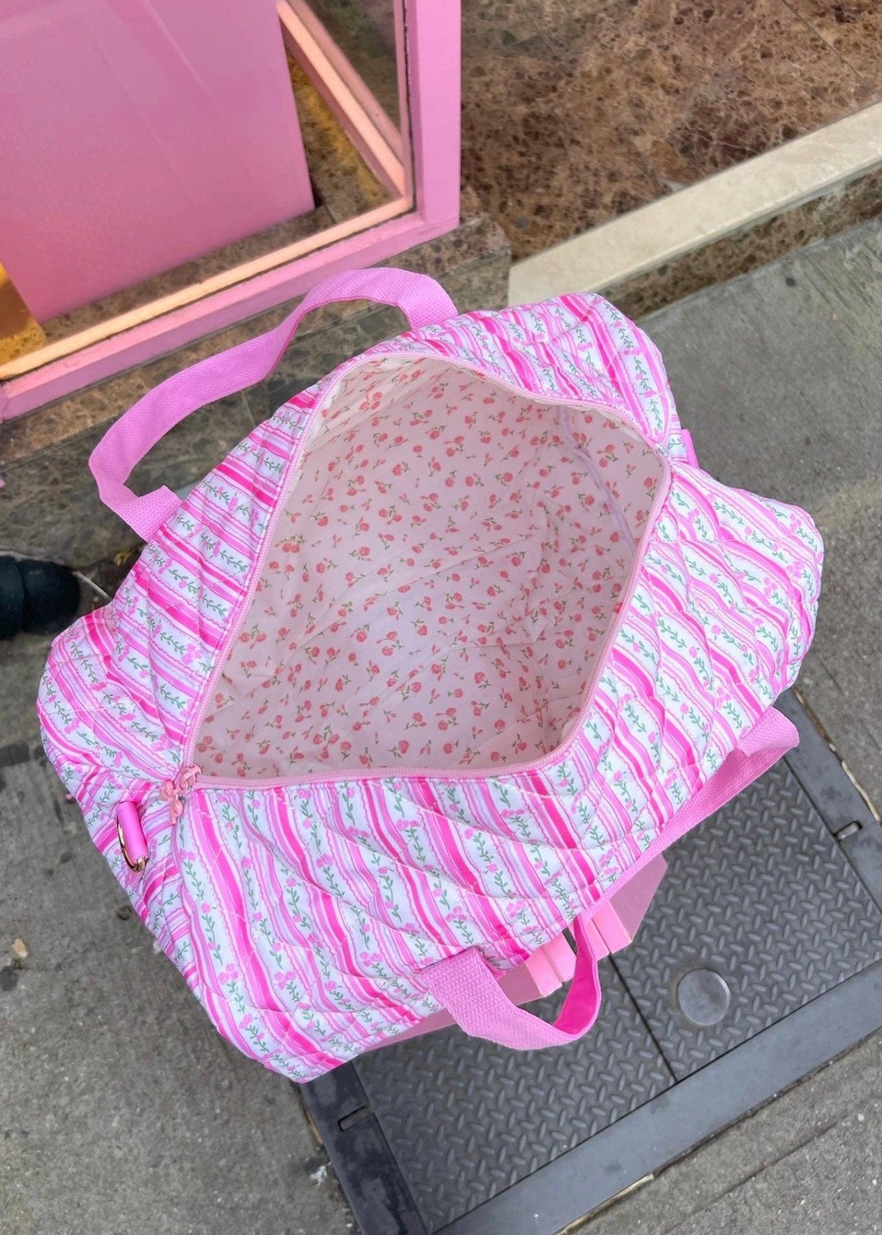 HONEYPIEKIDS | Colorful Natalie NYC Flowers and Stripes Duffle Bag 