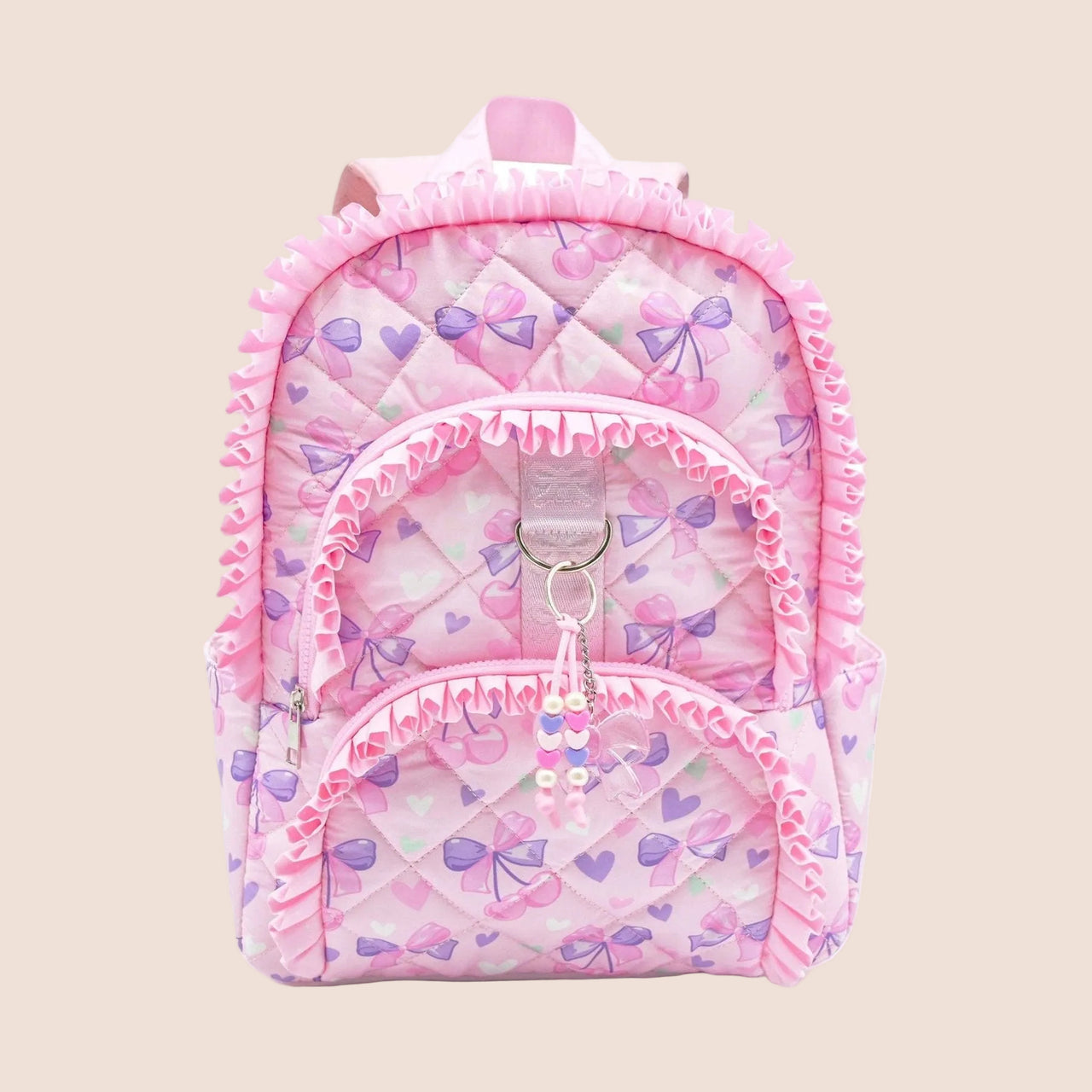 HONEYPIEKIDS | OMG Cherries and Ruffles Quilted Girls School Backpack