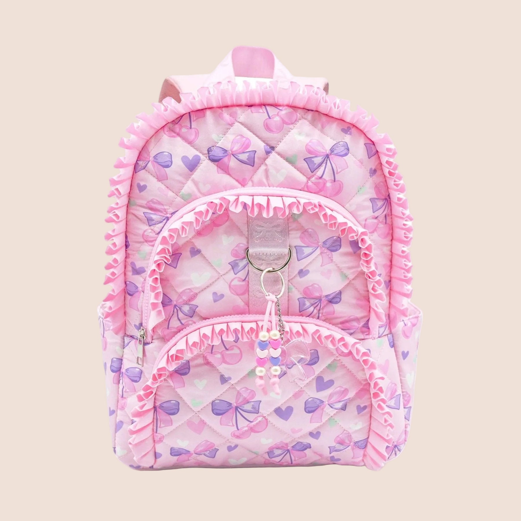 HONEYPIEKIDS | OMG Cherries and Ruffles Quilted Girls School Backpack