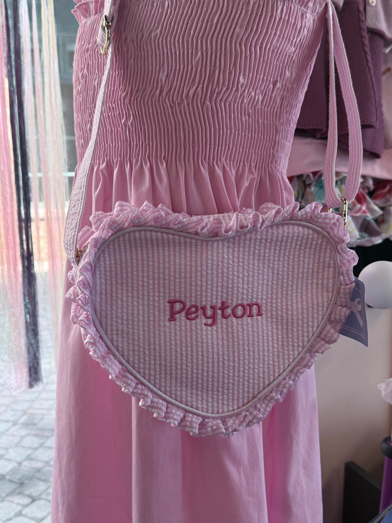 Seersucker Pink Heart Purse - Embroidery/Monogram Option | HONEYPIEKIDS 