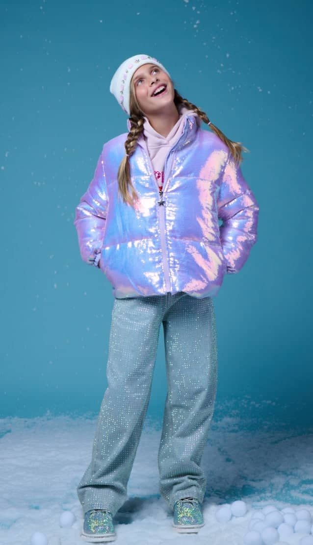 HONEYPIEKIDS | Lola and The Boys Girls Lavender Shimmer Puffer Jacket 