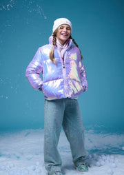 HONEYPIEKIDS | Lola and The Boys Girls Lavender Shimmer Puffer Jacket 