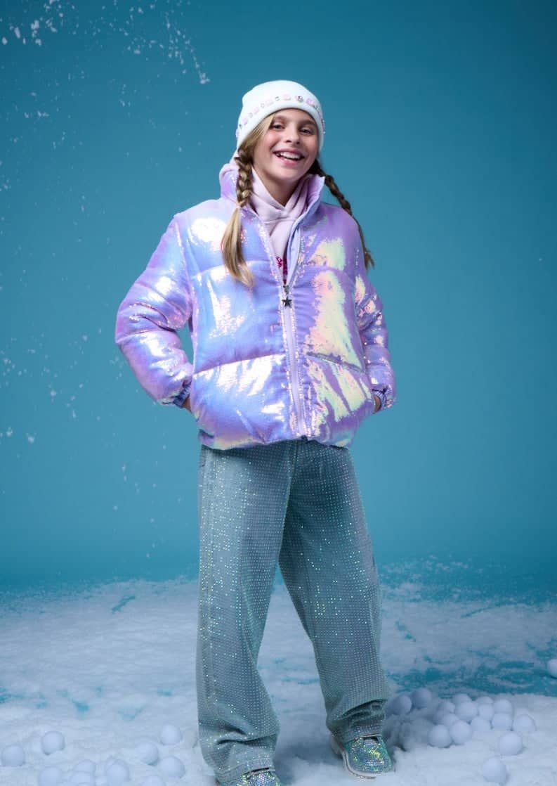 HONEYPIEKIDS | Lola and The Boys Girls Lavender Shimmer Puffer Jacket 