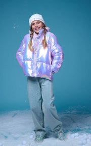 HONEYPIEKIDS | Lola + The Boys Girls Lavender Shimmer Puffer Jacket 