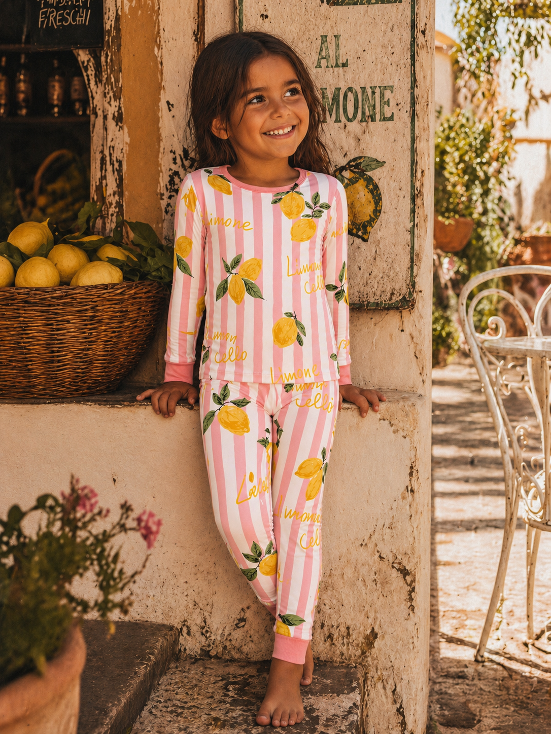 Lemon Amore Girls L/S 2-Piece Pajama Set | HONEYPIEKIDS