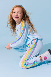 Lola and The Boys Girls Blue Rainbow Sequin Lounge Set | HONEYPIEKIDS
