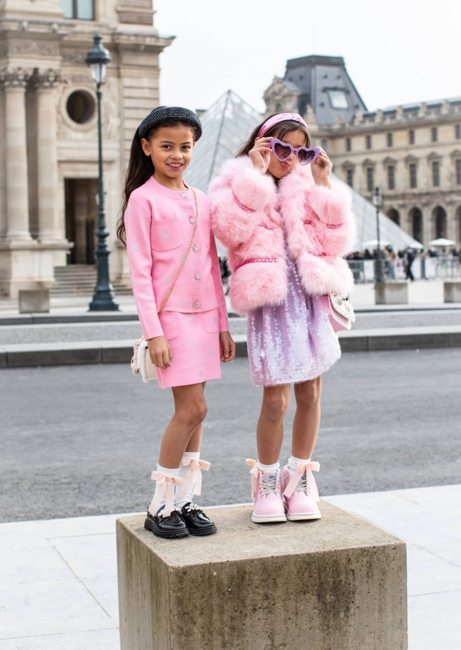 Lola and The Boys Girls Cotton Candy Gem Faux Fur Coat | HONEYPIEKIDS