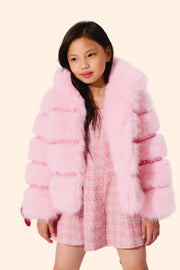Lola + The Boys Girls Cotton Candy Gem Faux Fur Coat | HONEYPIEKIDS