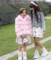 Lola and The Boys Girls Cotton Candy Gem Faux Fur Coat | HONEYPIEKIDS