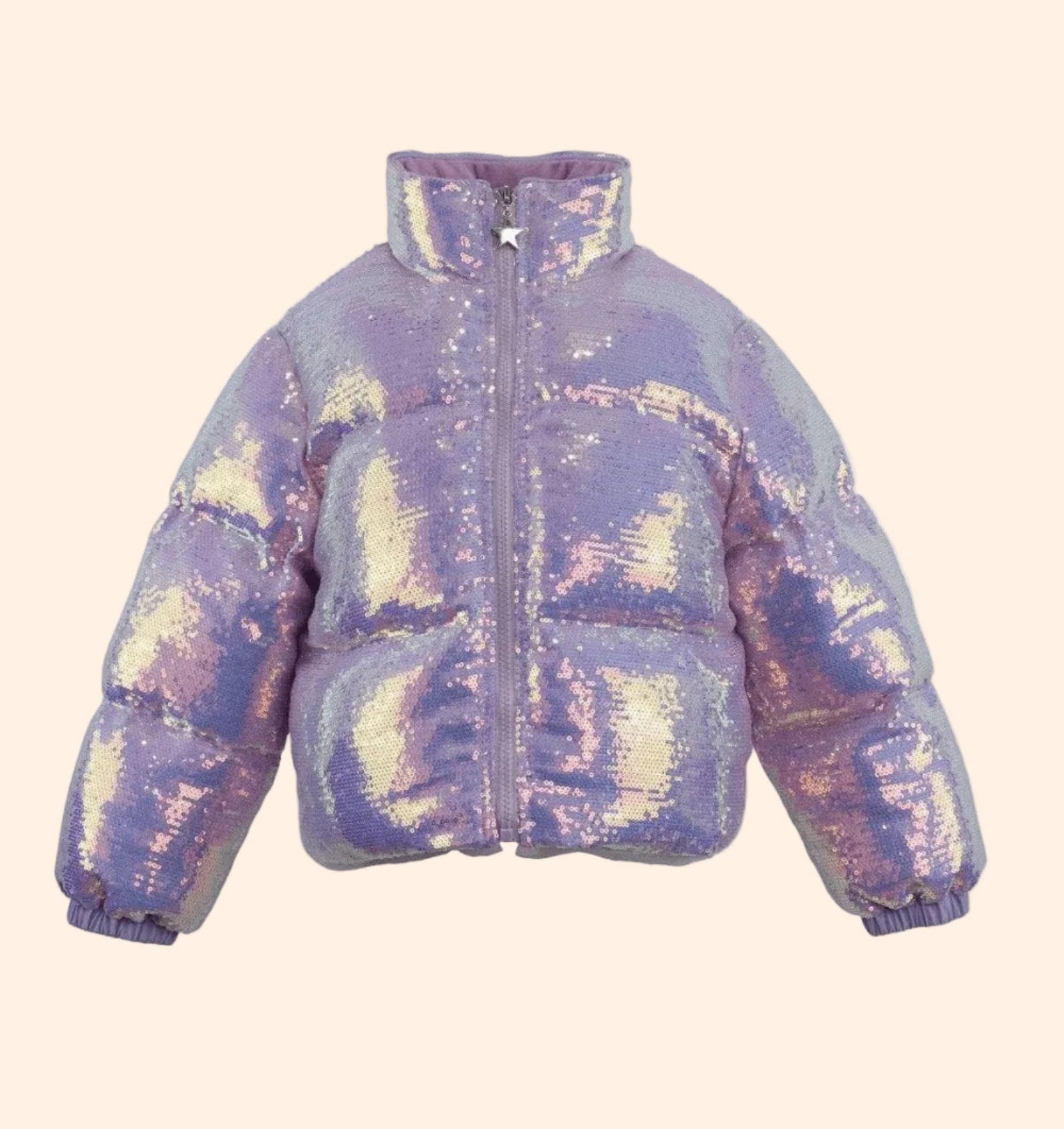 Lola and The Boys Girls Lavender Shimmer Puffer Jacket | HONEYPIEKIDS