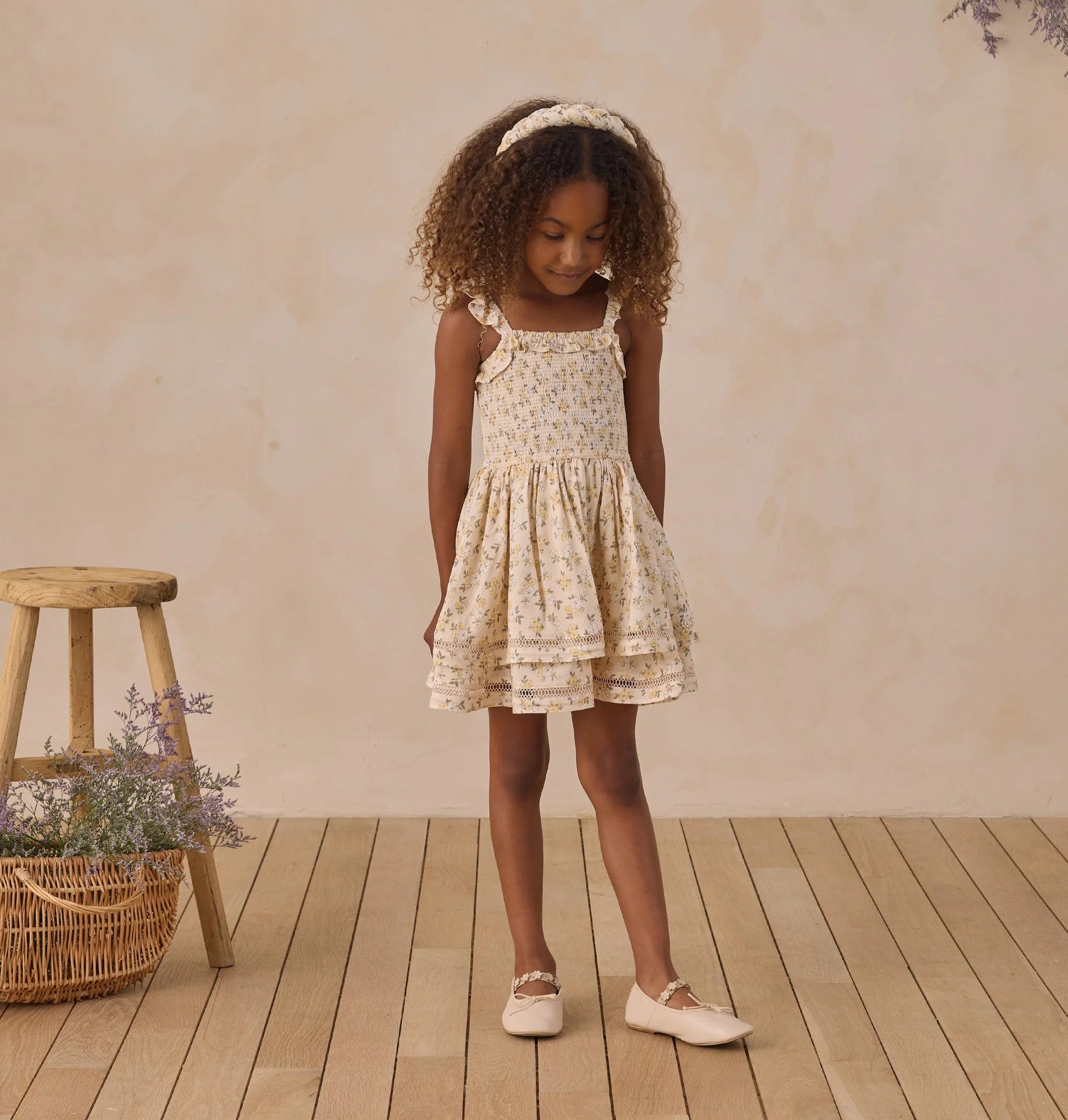 NoraLee Girls Birdie Dress - Lemon Meadow | HONEYPIEKIDS