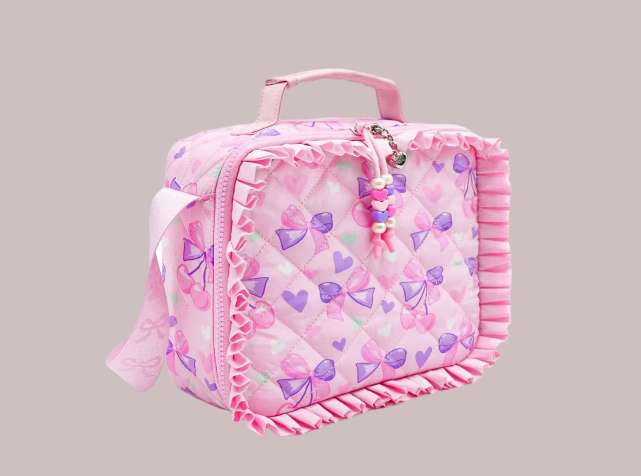 OMG Cherry Bow and Ruffle Quilted School Lunch Bag | HONEYPIEKIDS 