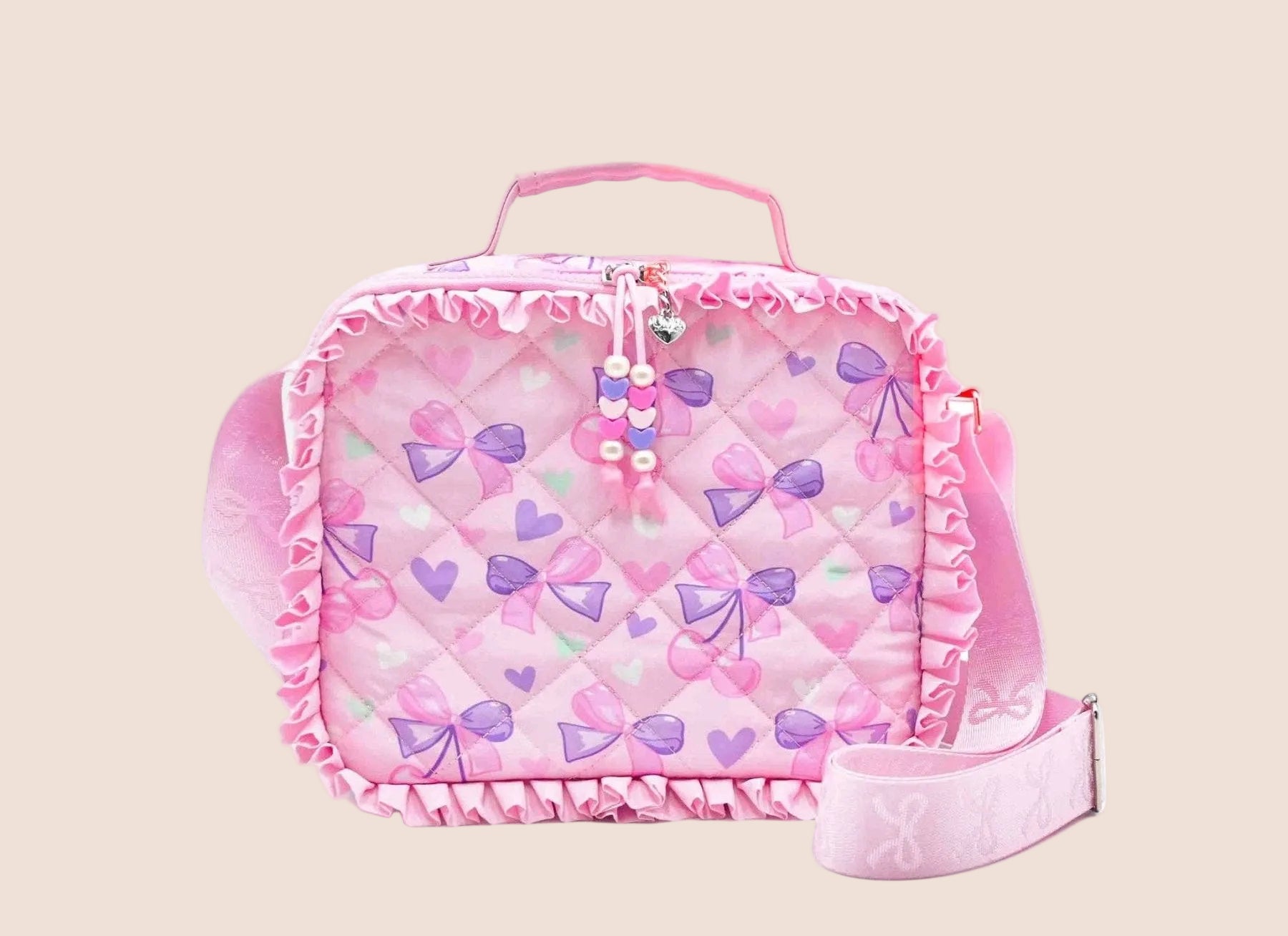 OMG Cherry Bow and Ruffle Quilted School Lunch Bag | HONEYPIEKIDS 