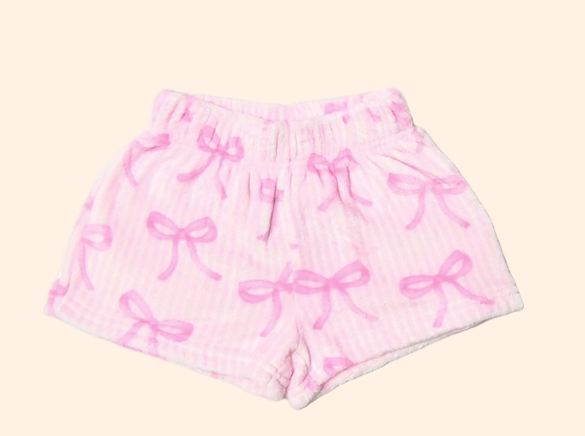 OMG Girls Striped Bow Printed Cozy Girls Pajama Shorts | HONEYPIEKIDS 