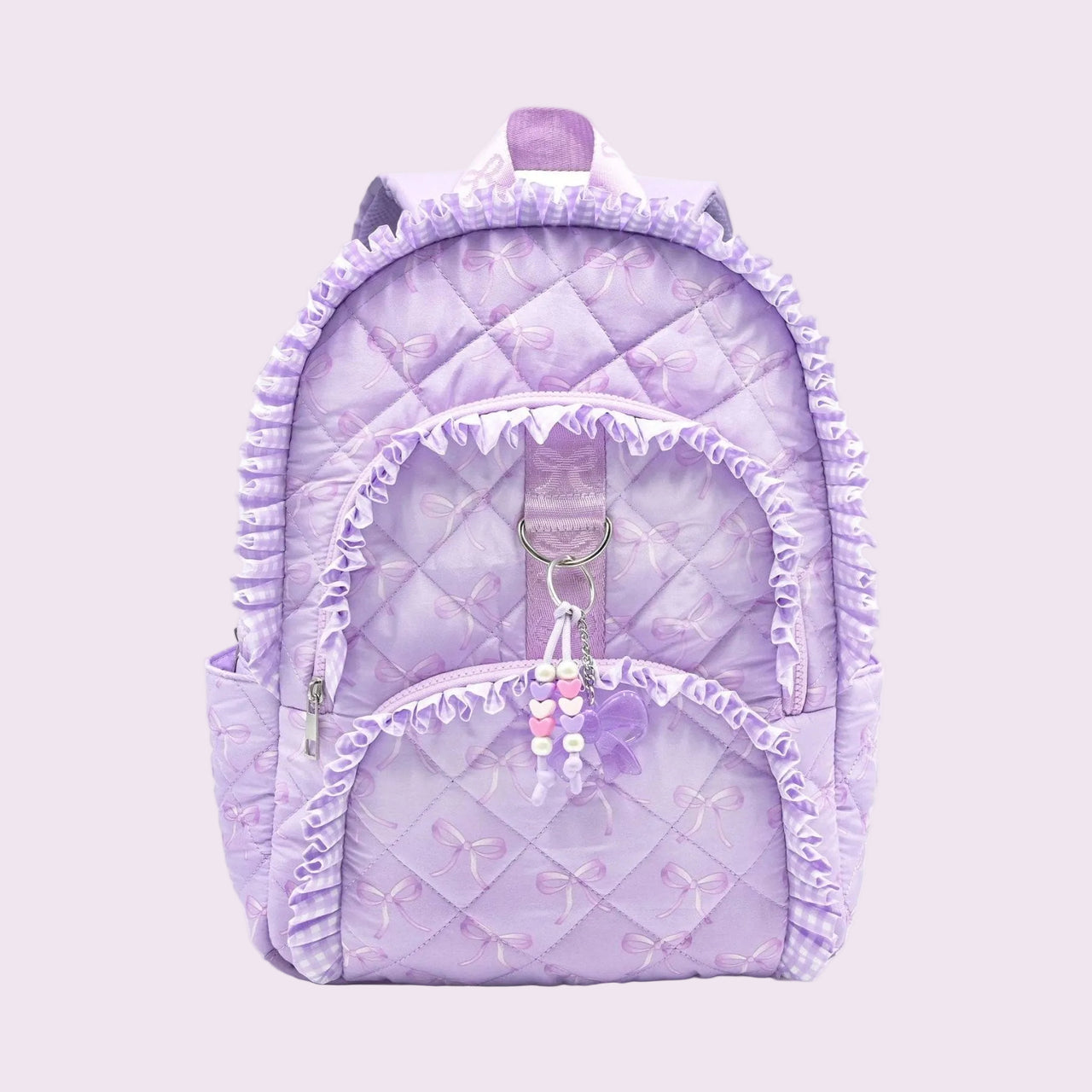 OMG Lavender Bow and Ruffle Girls Large Backpack w/ Charm | HONEYPIEKIDS