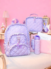 OMG Lavender Bow and Ruffle Quilted School Lunch Bag | HONEYPIEKIDS 