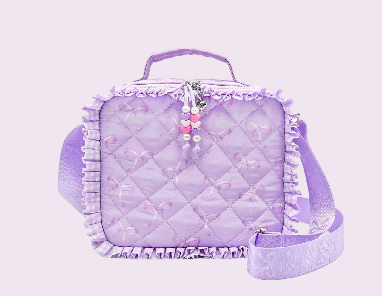 OMG Lavender Bow and Ruffle Quilted School Lunch Bag | HONEYPIEKIDS 