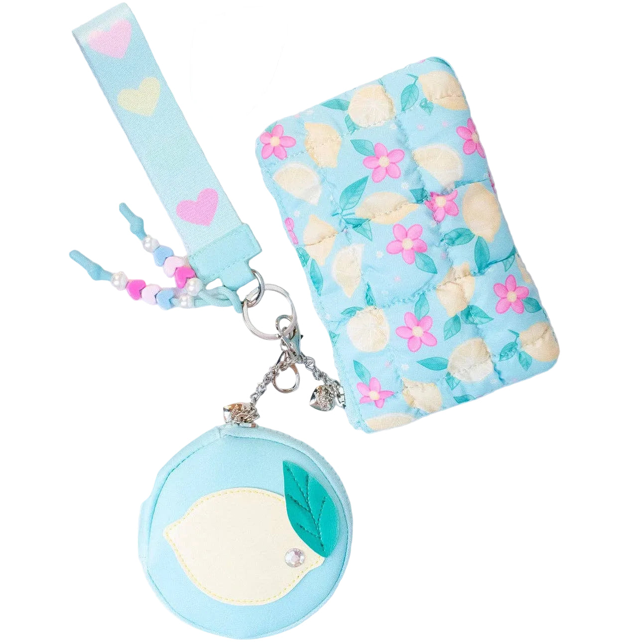 OMG Quilted Lemon 3 Piece Coin Purse Keychain Set | HONEYPIEKIDS