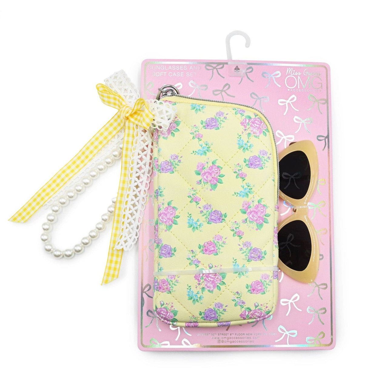 OMG Yellow Floral Wristlet Case and Sunglasses | HONEYPIEKIDS