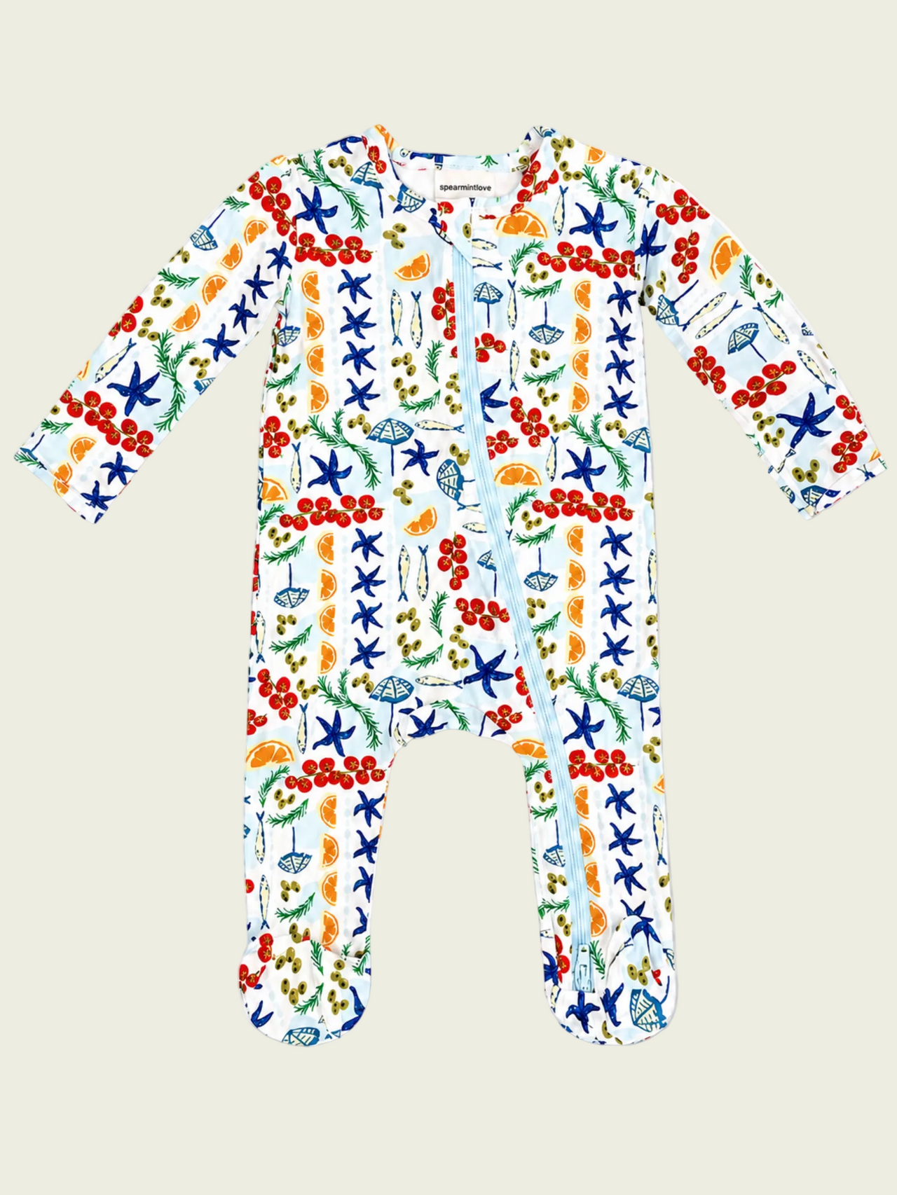 Palermo Picnic Bamboo Baby Footie Sleeper with 2-Way Zip | HONEYPIEKIDS