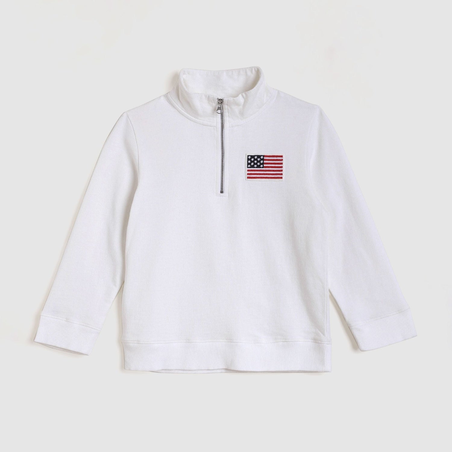Pedal Boys Americana Quarter Zip Sweater - White |  HONEYPIEKIDS
