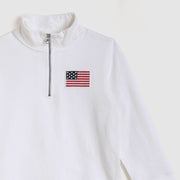 Pedal Boys Americana Quarter Zip Sweater - White |  HONEYPIEKIDS
