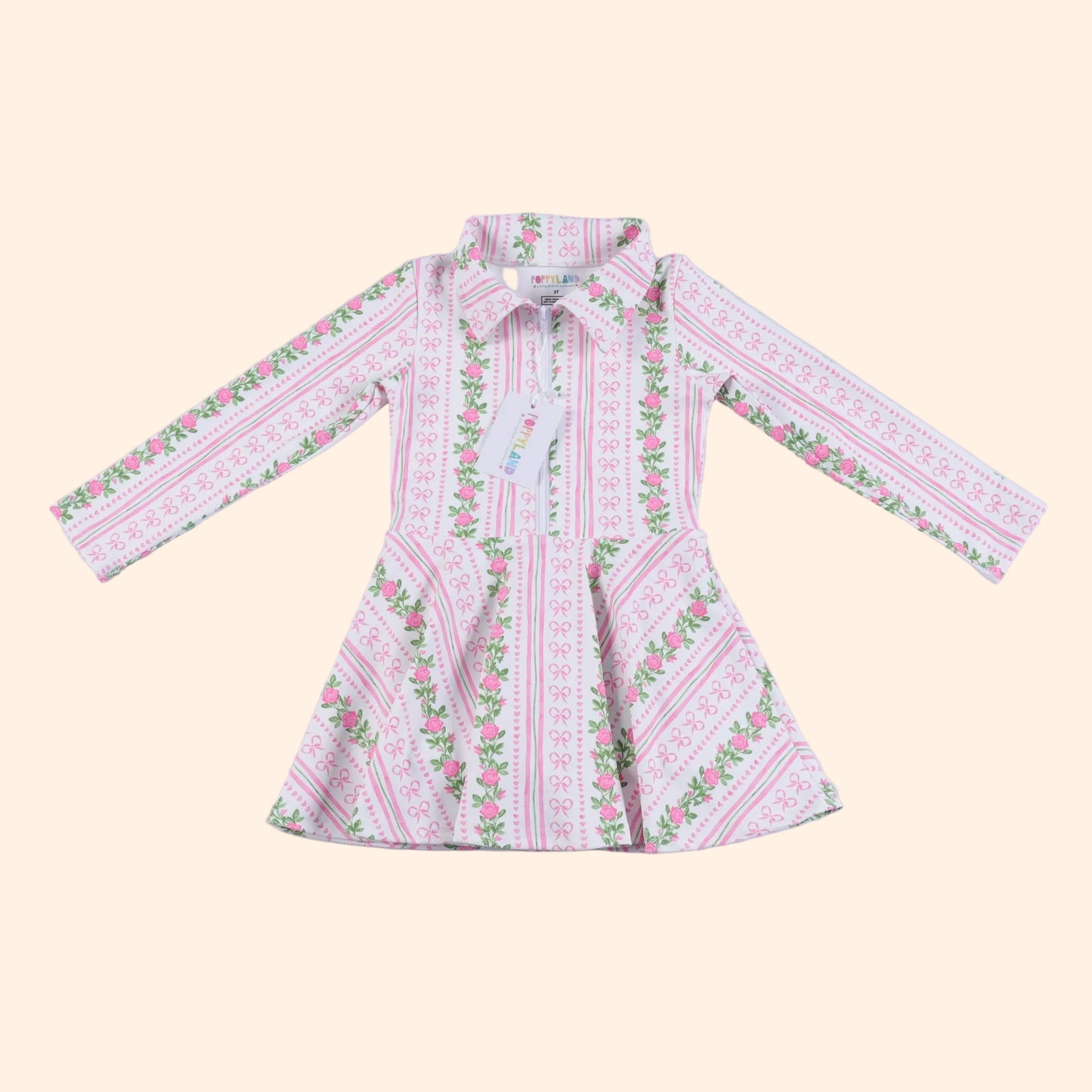 Poppyland Long Sleeve Grace Dress - Bow Garden | HONEYPIEKIDS