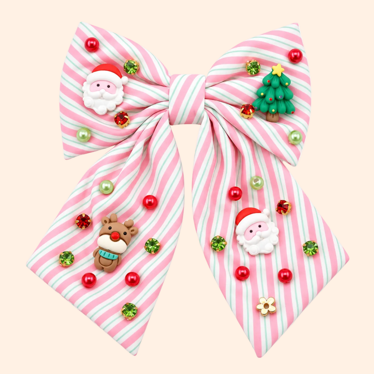 Poppyland Hair Bow - Santa Stripe | HONEYPIEKIDS.COM