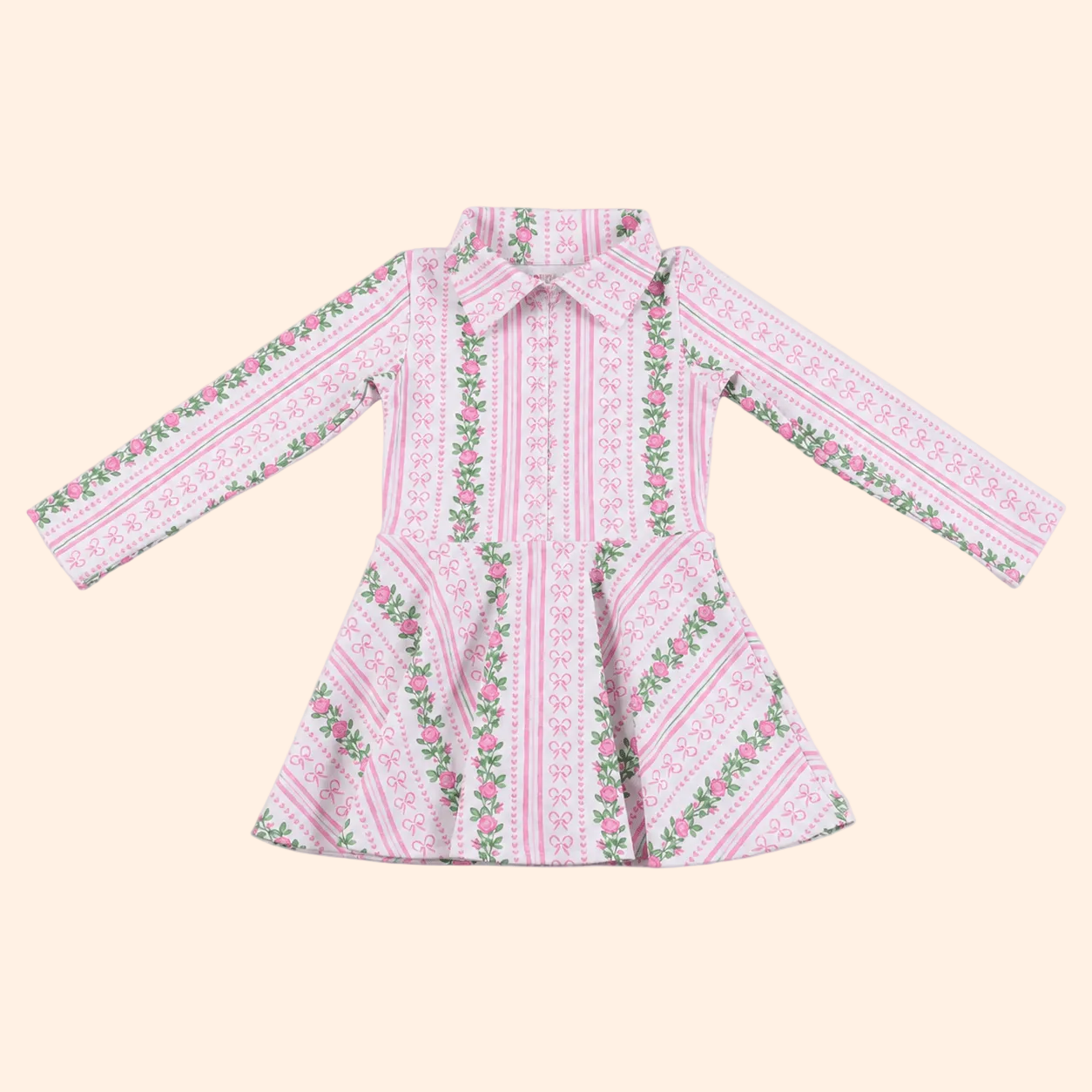 Poppyland Long Sleeve Grace Dress - Bow Garden | HONEYPIEKIDS