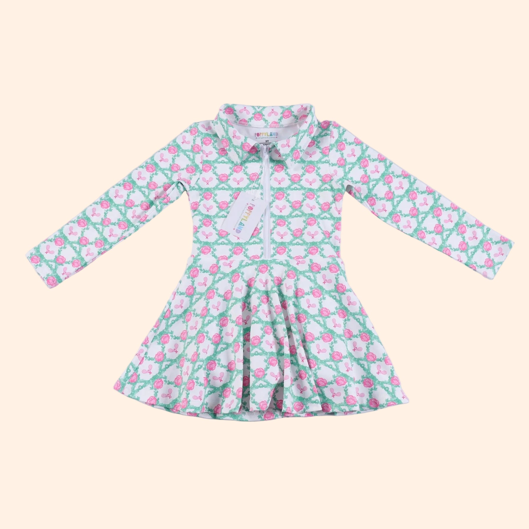 Poppyland Long Sleeve Grace Dress - Court Cutie | HONEYPIEKIDS