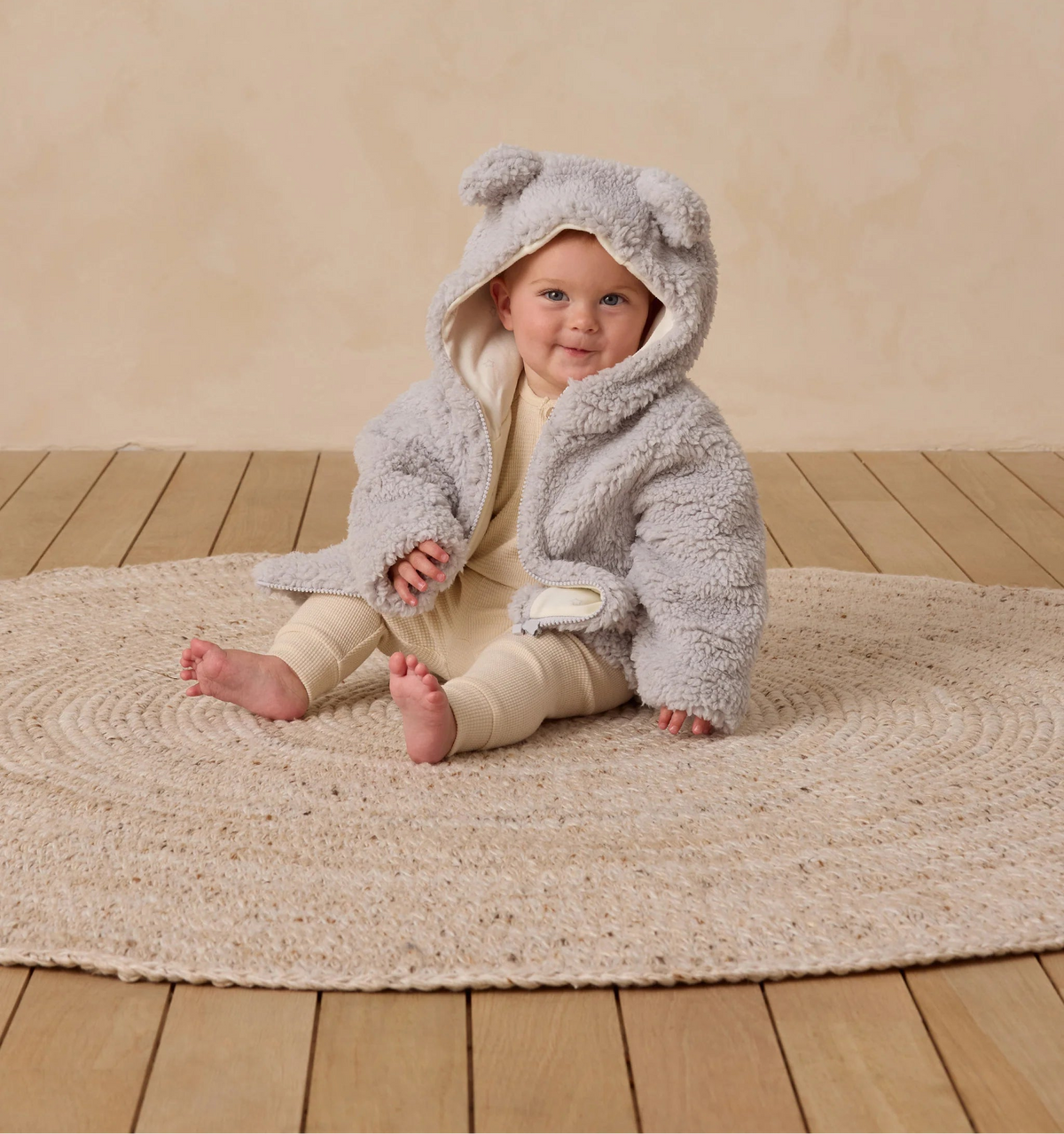 Quincy Mae Bear Jacket in Frost | HONEYPIEKIDS