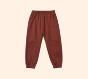 Rylee + Cru Baggy Sweatpant With Flower Embroidery - Brick | HONEYPIEKIDS