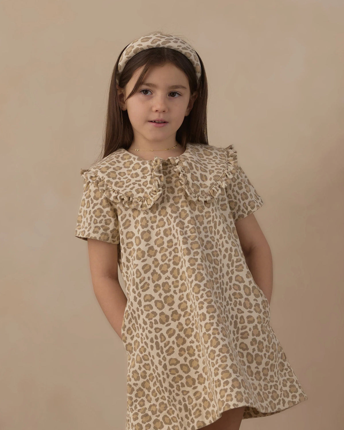 Rylee + Cru Collared Denim Mini Dress - Leopard | HONEYPIEKIDS