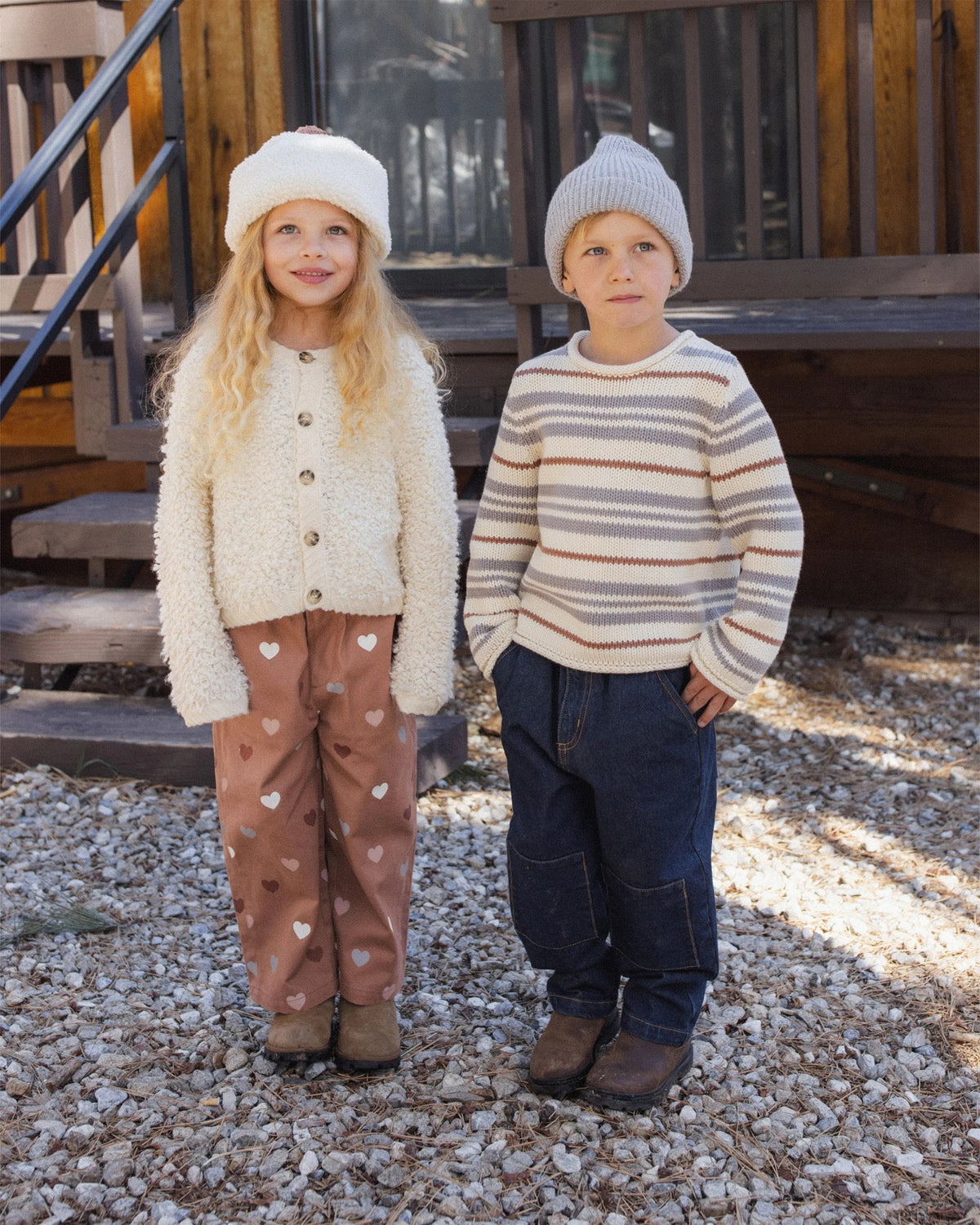 Rylee + Cru Girls Dove Pant - Clay - Hearts | HONEYPIEKIDS