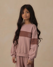 Rylee + Cru Panel Stripe Sweatshirt Rosewood | HONEYPIEKIDS