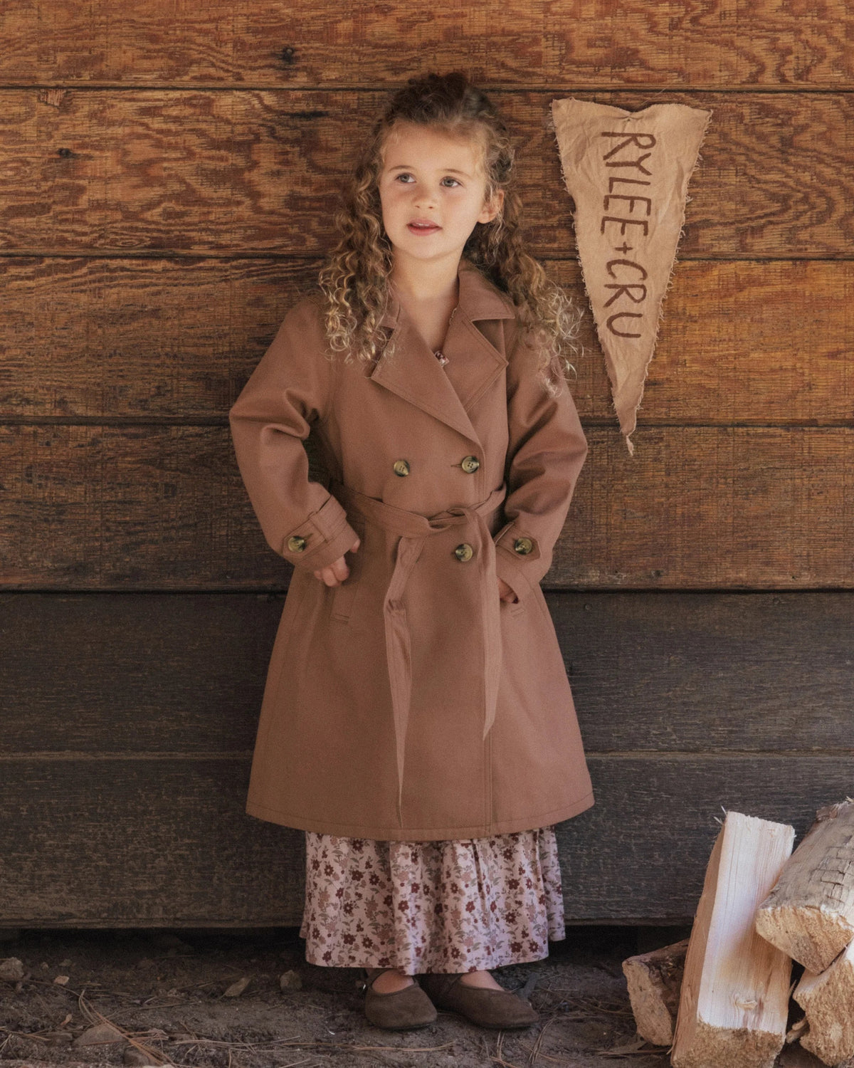 Rylee + Cru Girls Trench Coat - Clay | HONEYPIEKIDS