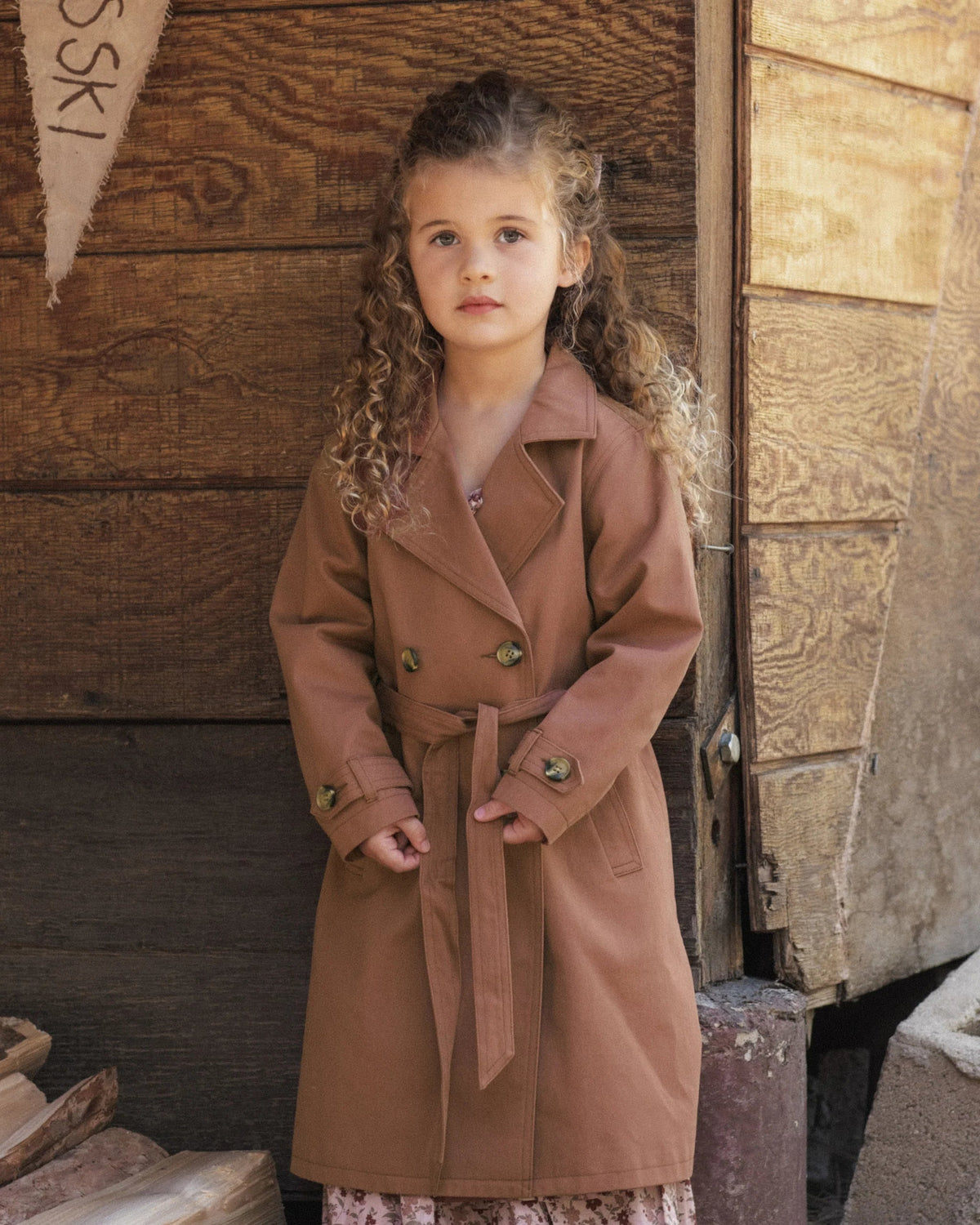 Rylee + Cru Girls Trench Coat - Clay | HONEYPIEKIDS