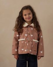 Rylee + Cru Lily - Hearts Coat - Clay | HONEYPIEKIDS