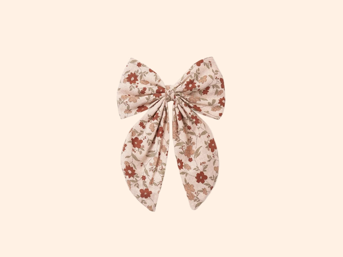 Rylee + Cru Oversized Bow - Pink Floral | HONEYPIEKIDS